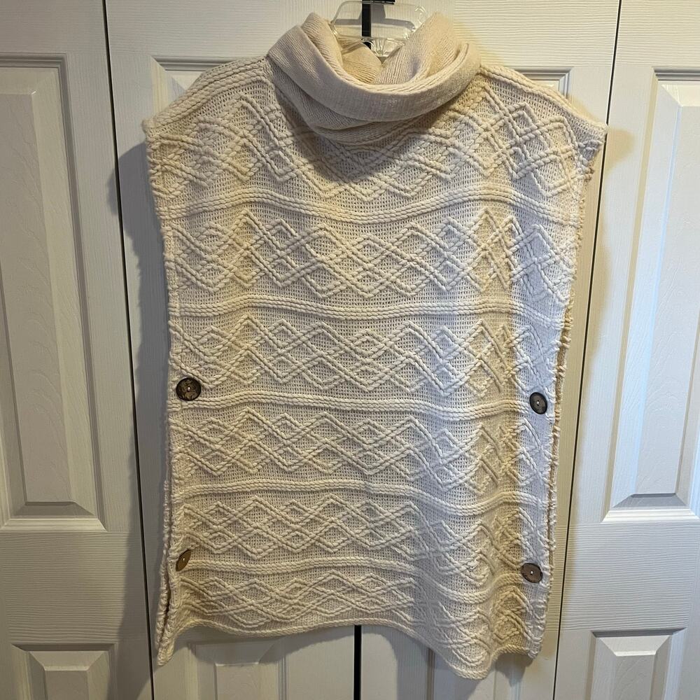 Sleeveless Cowl Neck Cable Knit Sweater Cream One Size